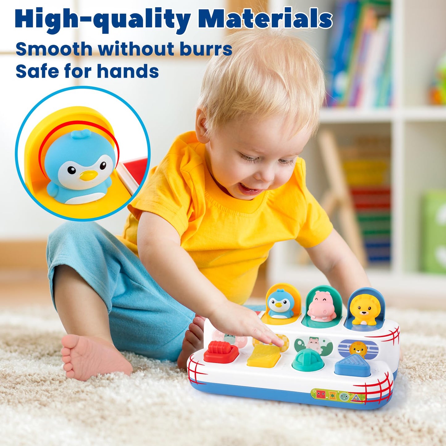 Montessori Cause And Effect Toy 6-12 Months, Baby Push Button Pop Up Animal Toy, Interactive Sensory Toys For Toddlers 1 2 3, De