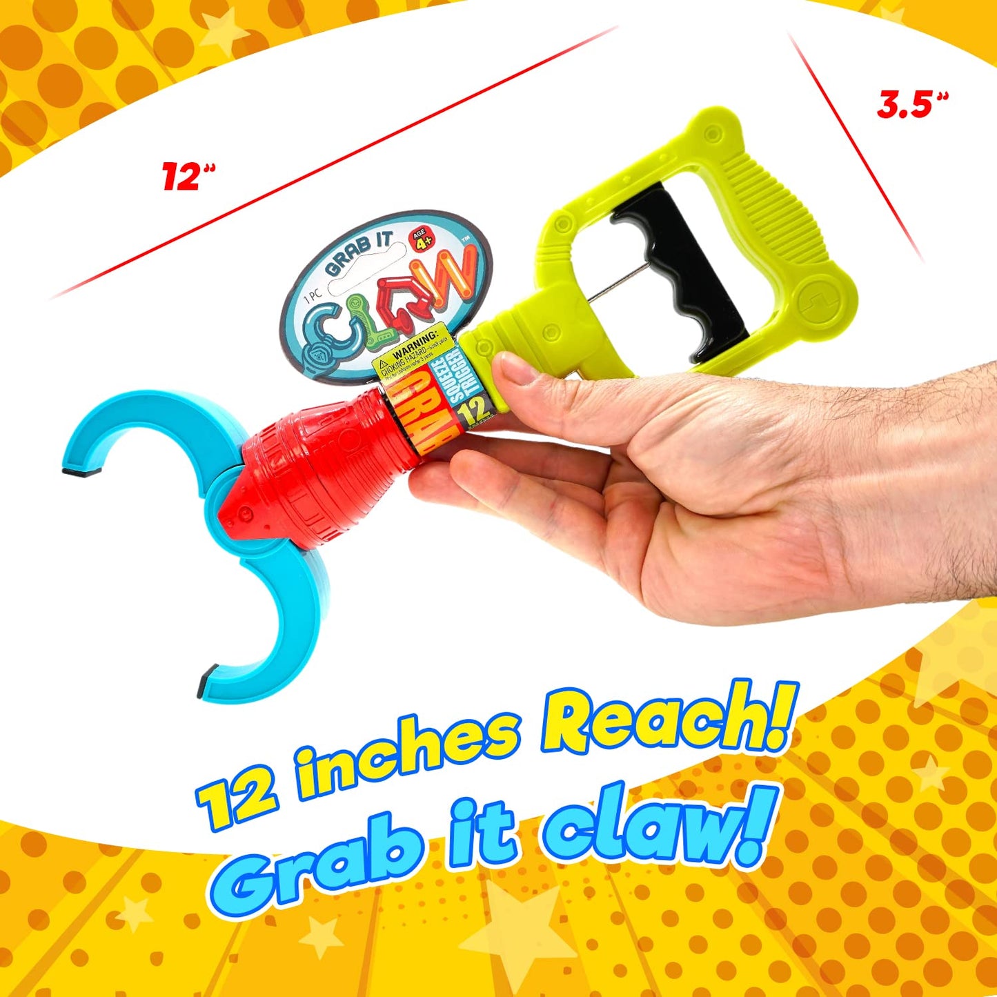 Ja-Ru Grab It 12 Inch Claw Grabber Toy (2 Grabber Toy) Plastic Robot Claw Grabbing Toys For Kids. Hand Eye Coordination Learning Toy. Toy Pickup Interactive Playtime Tool. Party Favor. 5617-2S