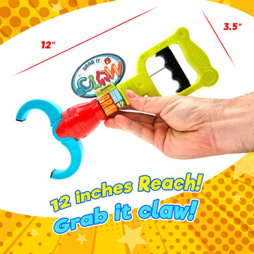 Ja-Ru Grab It 12 Inch Claw Grabber Toy (1 Grabber Toy). Plastic Robot Claw Grabbing Toys For Kids. Hand Eye Coordination Learning Toy. Toy Pickup Interactive Playtime Tool. Party Favor. 5617-1