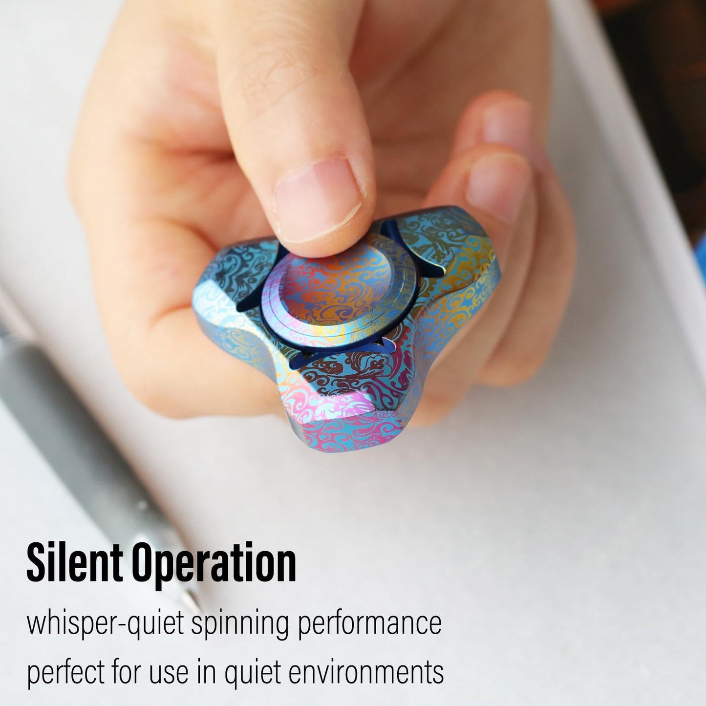 FREELOVE Metal Fidget Spinner for mature-themeds  Heavy Duty Tri-Spinner Toys  Small Mini Fox Figette Tools  Silent High Speed enhanced Bearing  Fast Spin Hand Widget  Titanium Alloy Acanthus Leaves