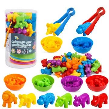 Counting Dinosaurs Toys Matching Games With Sorting Bowls Learning Activities Preschool Manipulatives Montessori Fine Motor Skills Toys For 3 4 5 Years Kids Toddler