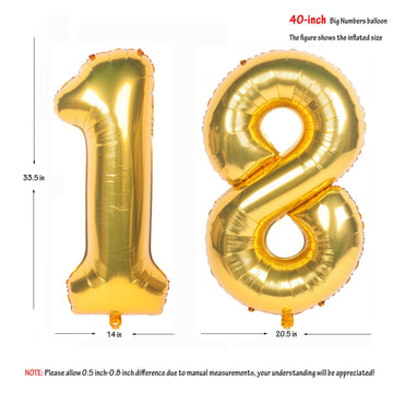 40 Inch Gold Number Balloons Helium Foil Mylar Balloon Birthday Party Banquet Decoration 18