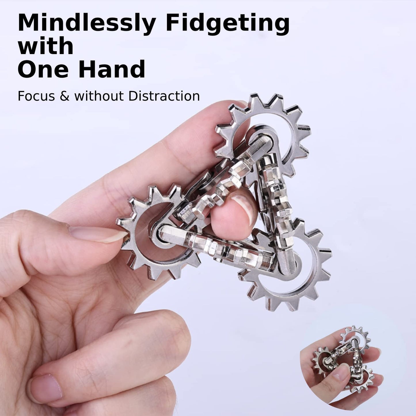 Infinity Gear Fidget Toy, Cool Sensory Solid Metal Never Ending Figette Toys, Adults Fidget Toys, Keep Fingers/Hands Busy, Relie