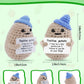 Jelutar Mini Funny Positive Potato, 3 Inch Knitted Doll With Positive Card For Cheer Up Gifts And Party Decorations, Cute Positive Potato Crochet Doll For Birthday Gifts (Potato With Blue Hat)