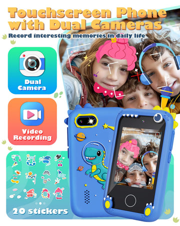 Prysyedawn Kids Smart Phone Toys, Christmas Birthday Gifts for Kids Age 3-8, Touchscreen Cell Phone for Kids with Dual Camera, M