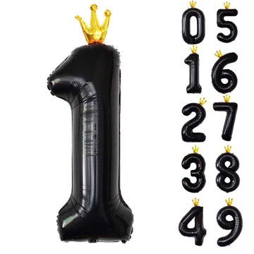 Gifloon Black Number 1 Balloon With Crown, Large Number Balloons 40 Inch, 1St Birthday Party Decorations First Birthday Sign Dec
