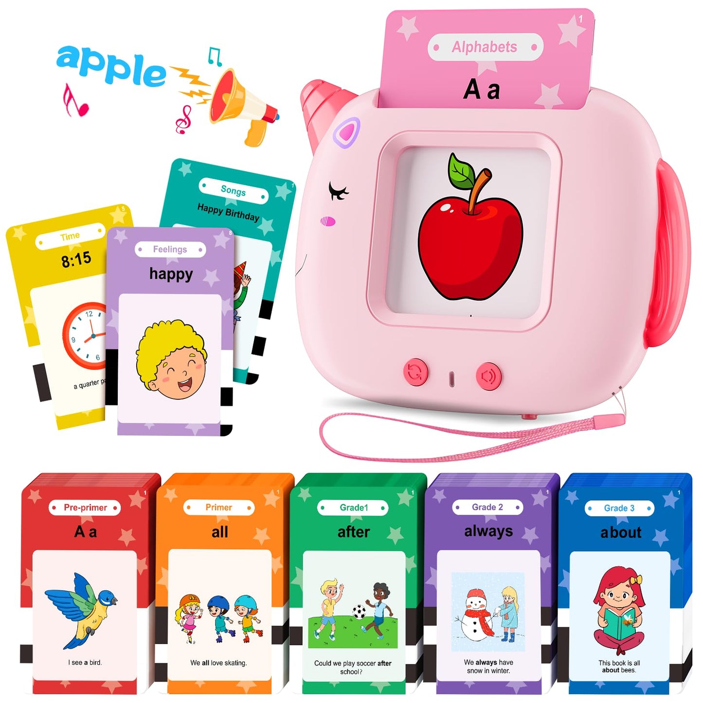 Talking Flash Cards for Toddlers Learning: Alphabet Learning Toys - Matching Spelling Games with 224 Sight Words - Montessori To