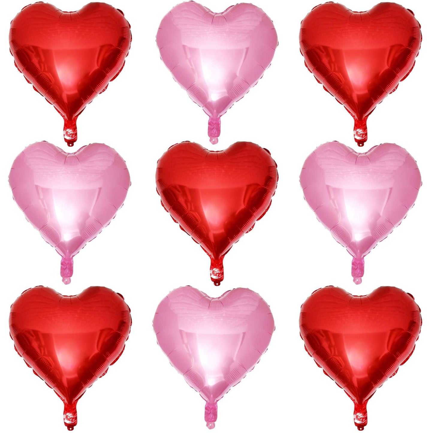 Lovoir 10 Pcs Red Pearl Pink Heart Shape Foil Mylar Balloons 18 Inch Love Balloons For Valentine'S Day Birthday Party Decoration