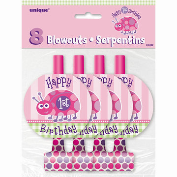 Ladybug 1St Birthday Party Blowers, 8Ct