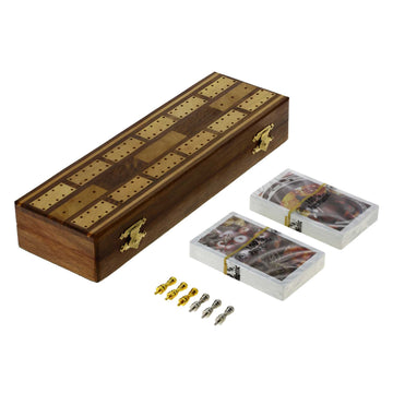 Ajuny Cribbage Board Game Set With Metal Pegs And Playing Cards Fun Table Game With Wooden Board For Adults & Kids Travel Family Night Game Gifts