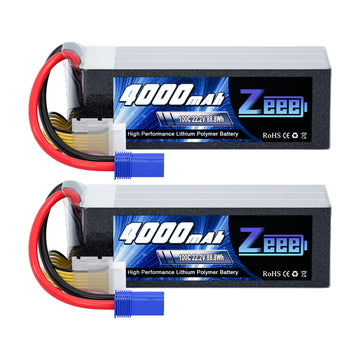 Zeee 6S Lipo Battery 4000mAh 22.2V 100C with EC5 Connector Soft Pack Battery for RC Airplane Helicopter RC Car Truck Tank Drone 