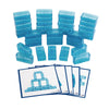 Excellerations Mini Ice Building Blocks Set - 36 Blue STEM Stacking Bricks with 5 Activity Cards, Plastic, Model ICECUBE, 1.25" x 2.5"