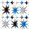 TONIFUL 22Inch 18Pcs Black Blue Silver Explosion Star Mylar Balloons and 10Inch Four Pointed Star Balloons Set for Christmas New