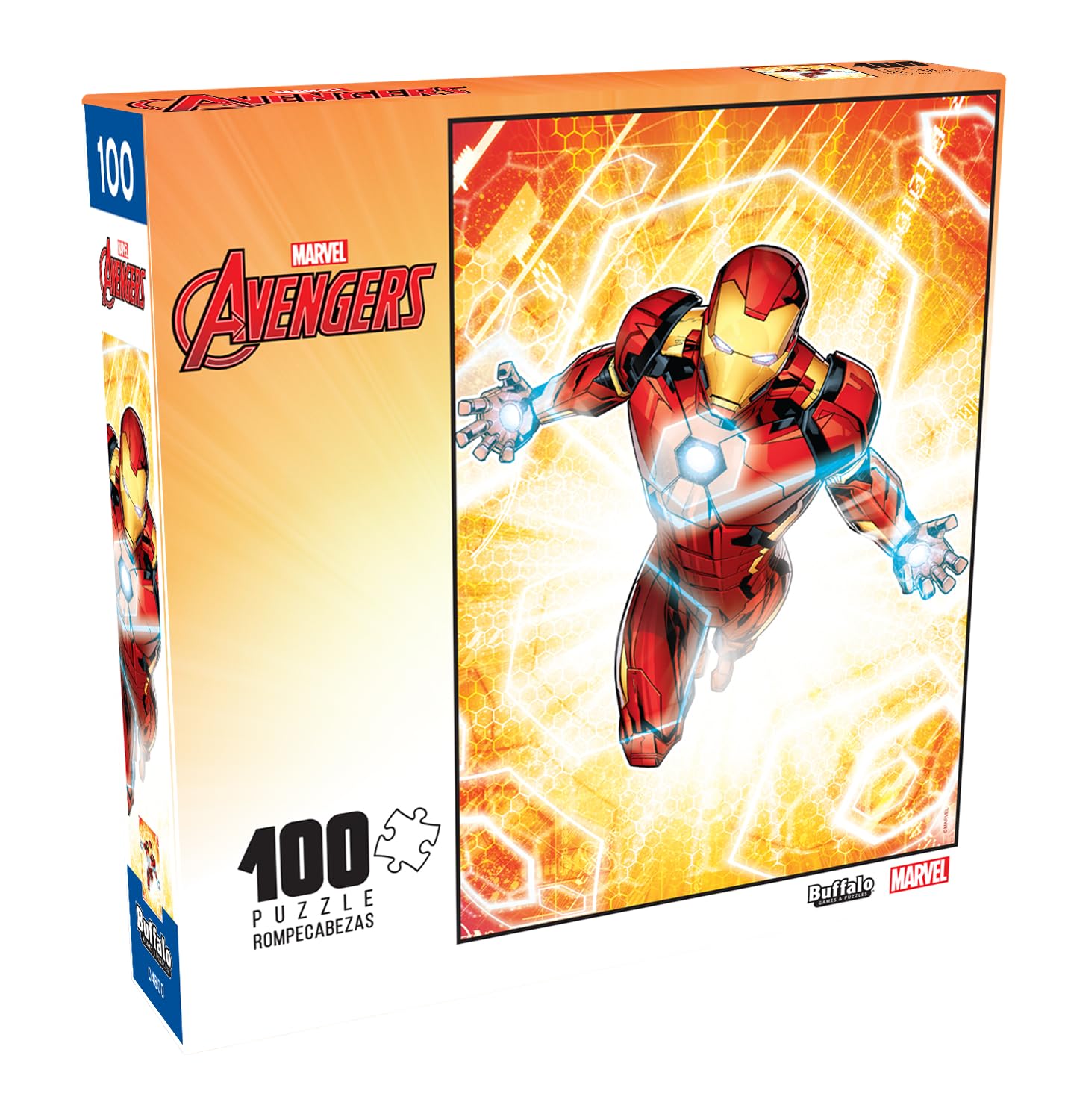 Buffalo Games - Marvel - The Armored Avenger - 100 Piece Jigsaw Puzzle For Families Challenging Puzzle Perfect For Family Time - 100 Piece Finished Size Is 15.00 X 11.00, Large