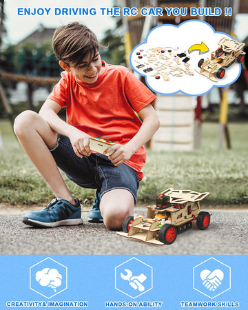 Poraxy Stem Kits For Kids Age 8-10,Toys For Boys Age 8-12,Building Remote Control Model Car,Wooden 3D Puzzles 8-13 Teenage Science Projects, Birthday Gifts For 8 9 10 11 12 13 Year Old Teen Boys Girls