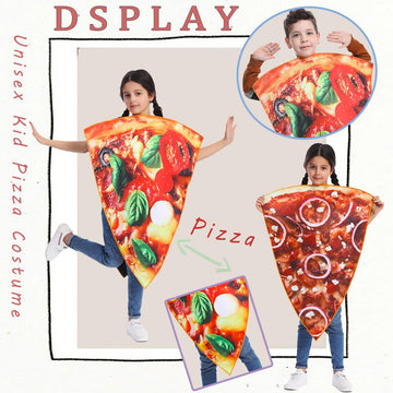Dsplay Pizza Costume Kids Role Play Fun Food Slice Pizza Jumpsuit (4-10 Years)