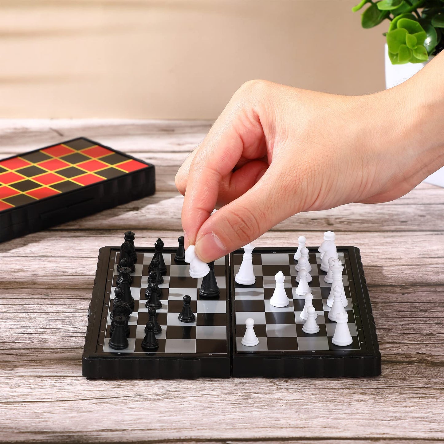 Charniol Magnetic Travel Chess Set Checkers With Portable Folding Chess Board Educational Toys For Family Board Games, 2 Pcs (Stylish Style)