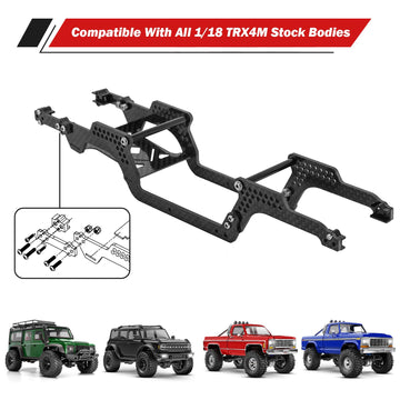 INJORA Universal LCG Carbon Fiber Chassis Frame Kit for 1/18 TRX4M Defender Bronco K10 F150 Upgrade Part