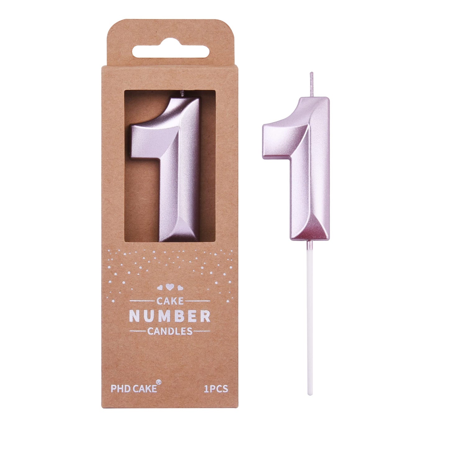 PHD CAKE 2.76 Inch Diamond Rose Gold 1 Number Birthday Candles, Rose Gold Number Candles, Cake Number Candles, Party Celebration