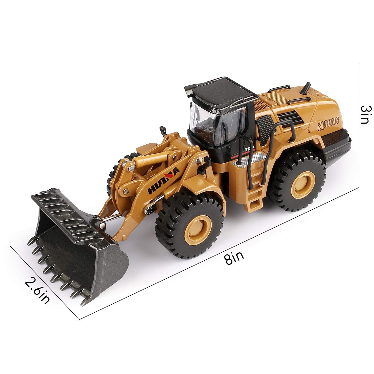 1/50 Scale Diecast Four Wheel Loader Truck Toy, Metal Construction Equipment Bulldozer Models for Kids (Wheel Loader)