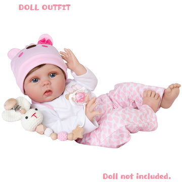 Ekokiz Reborn Baby Dolls Clothes Girl Cute Bear Pattern Baby Clothes For 17-22 Inches Realistic Newborn Baby Dolls Baby Girls' C