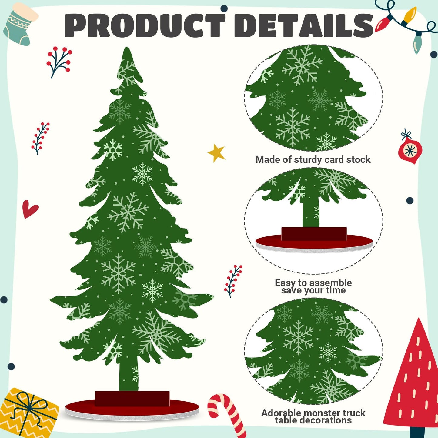 Namalu 16 Pcs Christmas Decorations Christmas Tree Table Centerpieces Buffalo Plaid Snowflakes Christmas Centerpiece For Home In