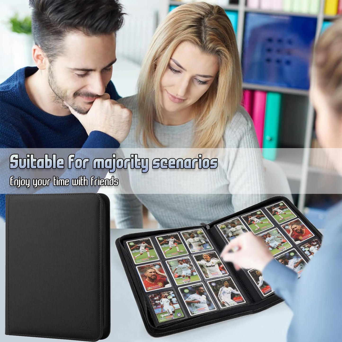 9 Pocket Trading Card Binder 540 Capacity with Zip Closure - enhanced Double Sided PU Leather Card Protector  Hold & Organize Cards for TCG  MTG  Sports Cards (Black)