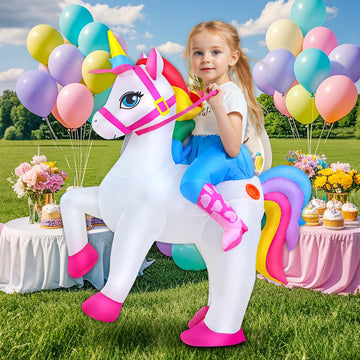 Kooy Inflatable Unicorn Costume Kid Blow Up Unicorn Costume Kids Unicorn Inflatable Costume For Kids For Funny Halloween Inflatable Costumes For Kids, Blow Up Costume For Kids(7-10Y