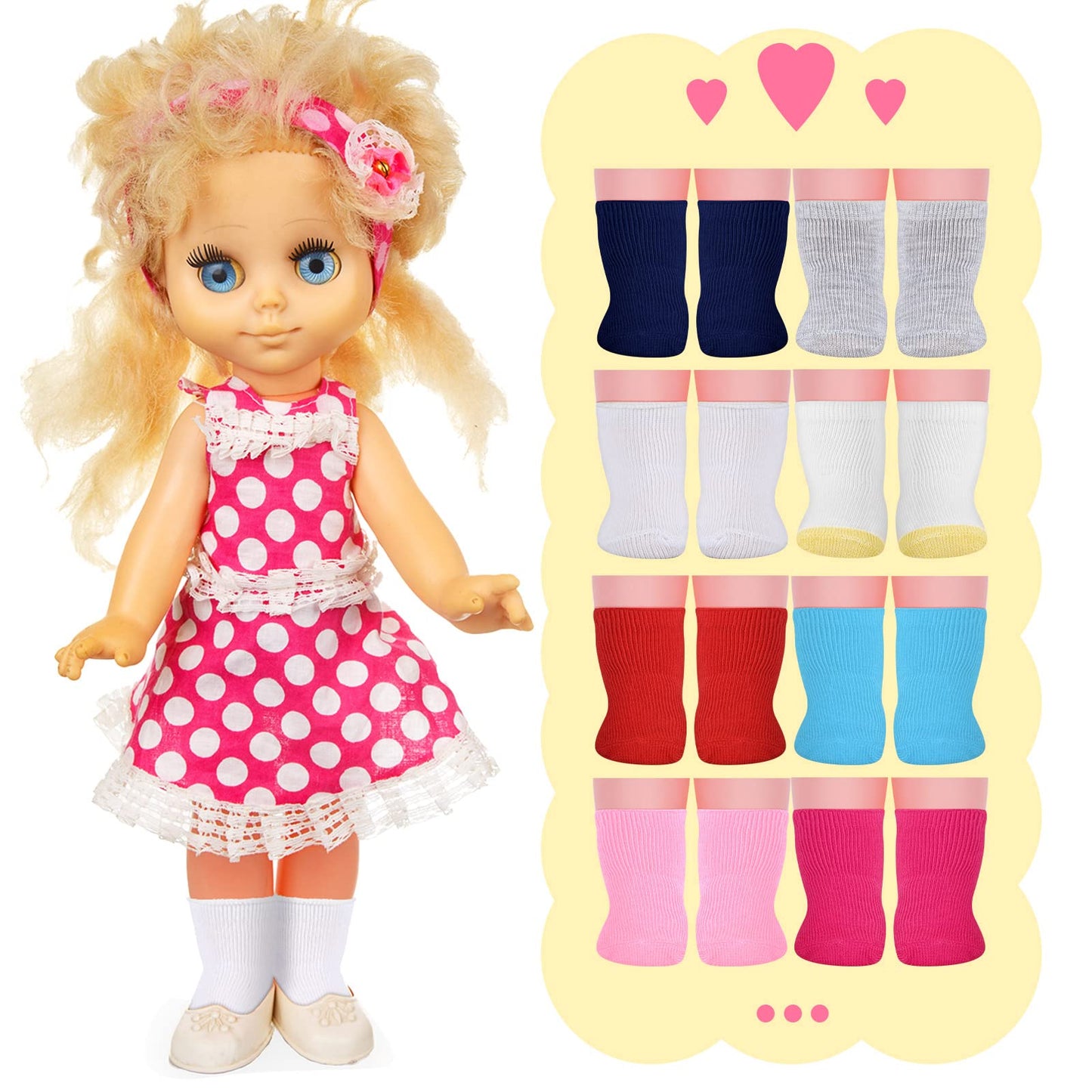 Honoson 16 Pairs Doll Socks For American 18 Inch Doll, Baby Doll Socks 18 Inch Doll Accessories Gifts For Holiday Birthday, Mult