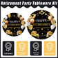 Kepeel 96 Pcs Retirement Party Plates And Napkins Set, Happy Retirement Party Supplies Decorations For Men Women Gold And Black