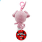 Miraculous Ladybug Kwami Lifesize Daizzi Plush Toy - 5" Pink Soft Stuffed Animal with Glitter Eyes, Model M13014