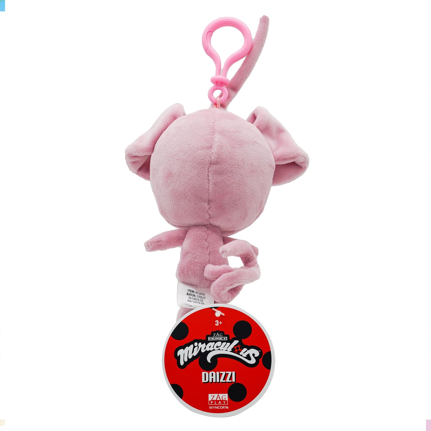 Miraculous Ladybug Kwami Lifesize Daizzi Plush Toy - 5" Pink Soft Stuffed Animal with Glitter Eyes, Model M13014