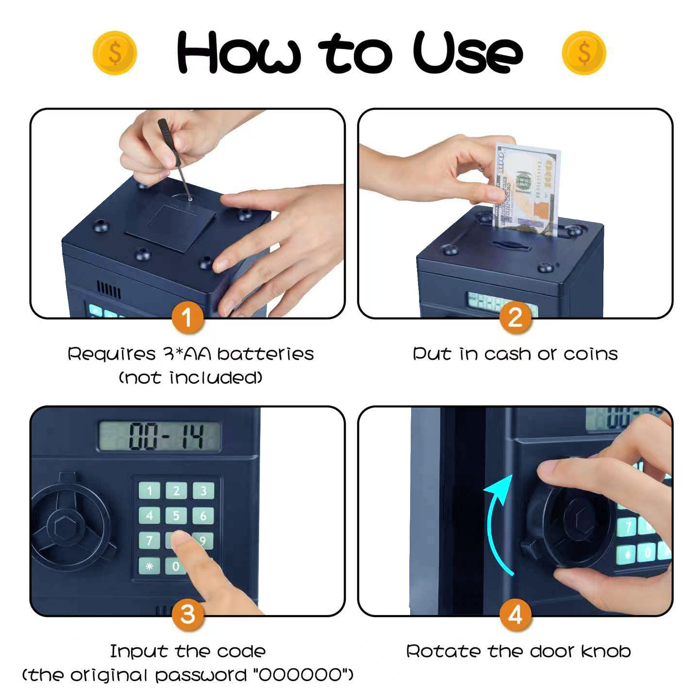2024 Upgraded ATM Piggy Bank for Kids,Real Money Counting, Debit Card,Coin Recognition,Bill Feeder,Balance Calculator, Digital E