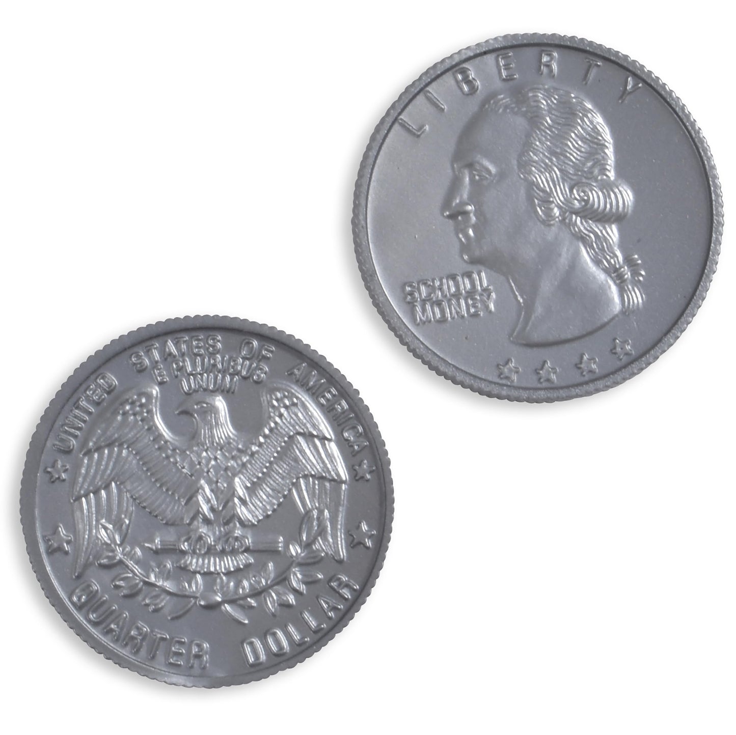 LEARNING ADVANTAGE Play Quarters - Set of 100 Plastic Coins - Designed and Sized Like Real US Currency - Teach Money Math With T