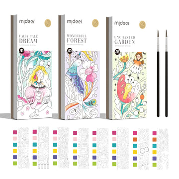 Mideer Watercolor Painting Book For Kids Ages 4-8, Pocket Watercolor Painting Book Arts And Crafts For Toddlers, Travel Activities Paint With Water Coloring Book Set For Kids 3-8 (3 Packs)