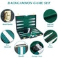 RERIVER Backgammon Set for 2 Players - Classic Green Leatherette Case, 15 inch Portable Travel Board Game