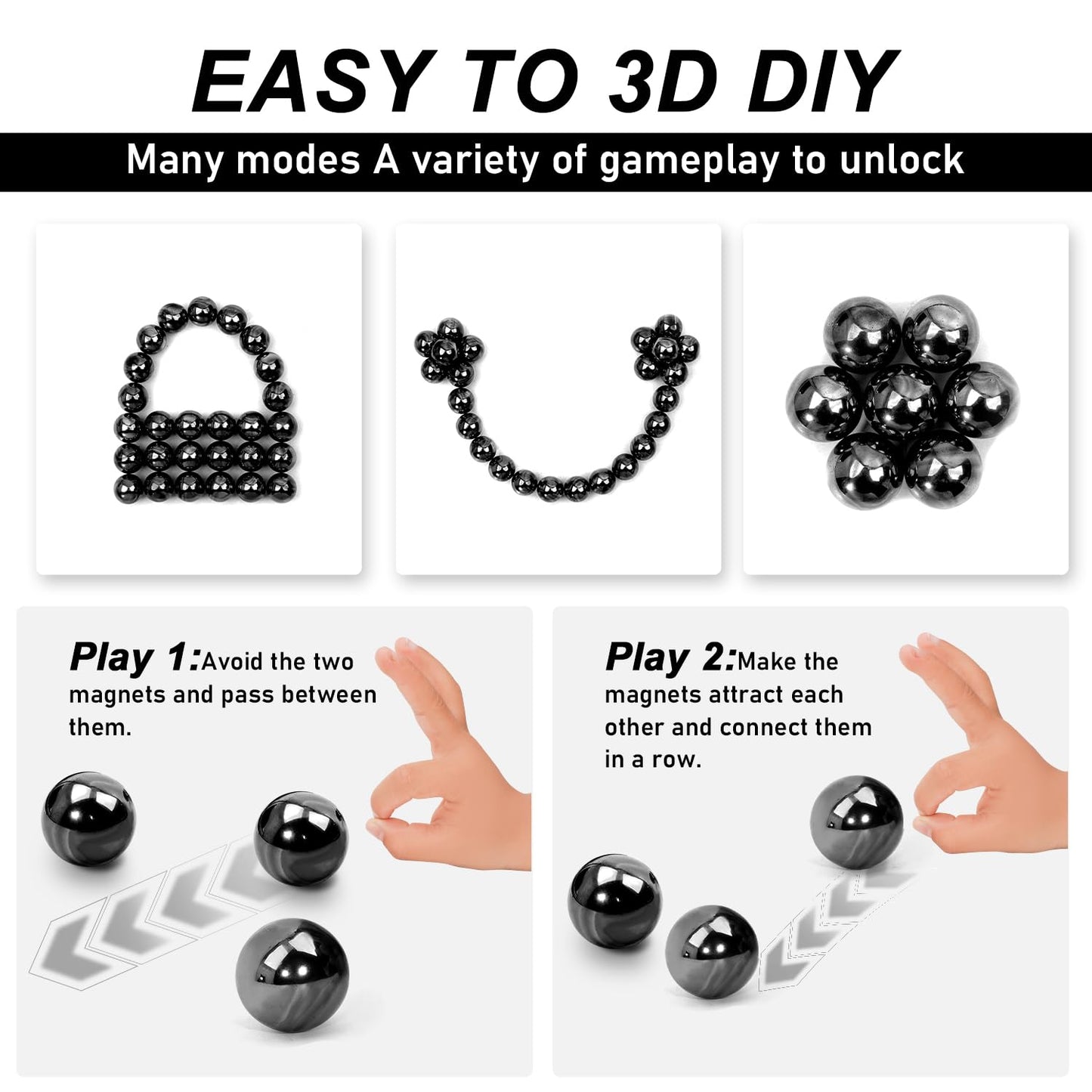 32 Pcs Magnetic Balls Fidget Toy mature-themed Fidget Toys  Science Kit for Anxiety Relief Office Desktop Decoration  Anti Anxiety  Executive Desk Toys  Building Crafts for Teens Party Favors Gift(Balck)