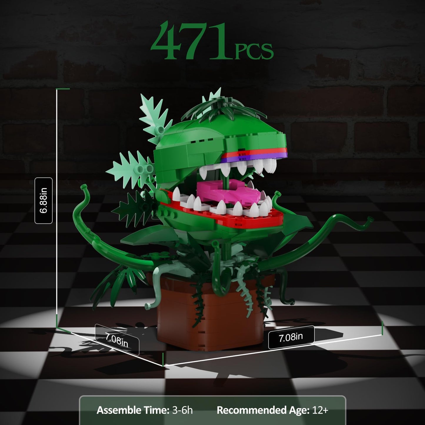 Millionspring Audrey The II Piranha Plant Building Kit, 457pcs, Multicolor, ABS Material, Collectible Gift for TV Fans, Openable Mouth