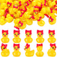 Weysat 60 Pcs Mini Cheer Resin Ducks Cheer Team Gifts Bulk Tiny Red Bow Ducks Miniature Figurine Decoration Tabletop Shelf Cente