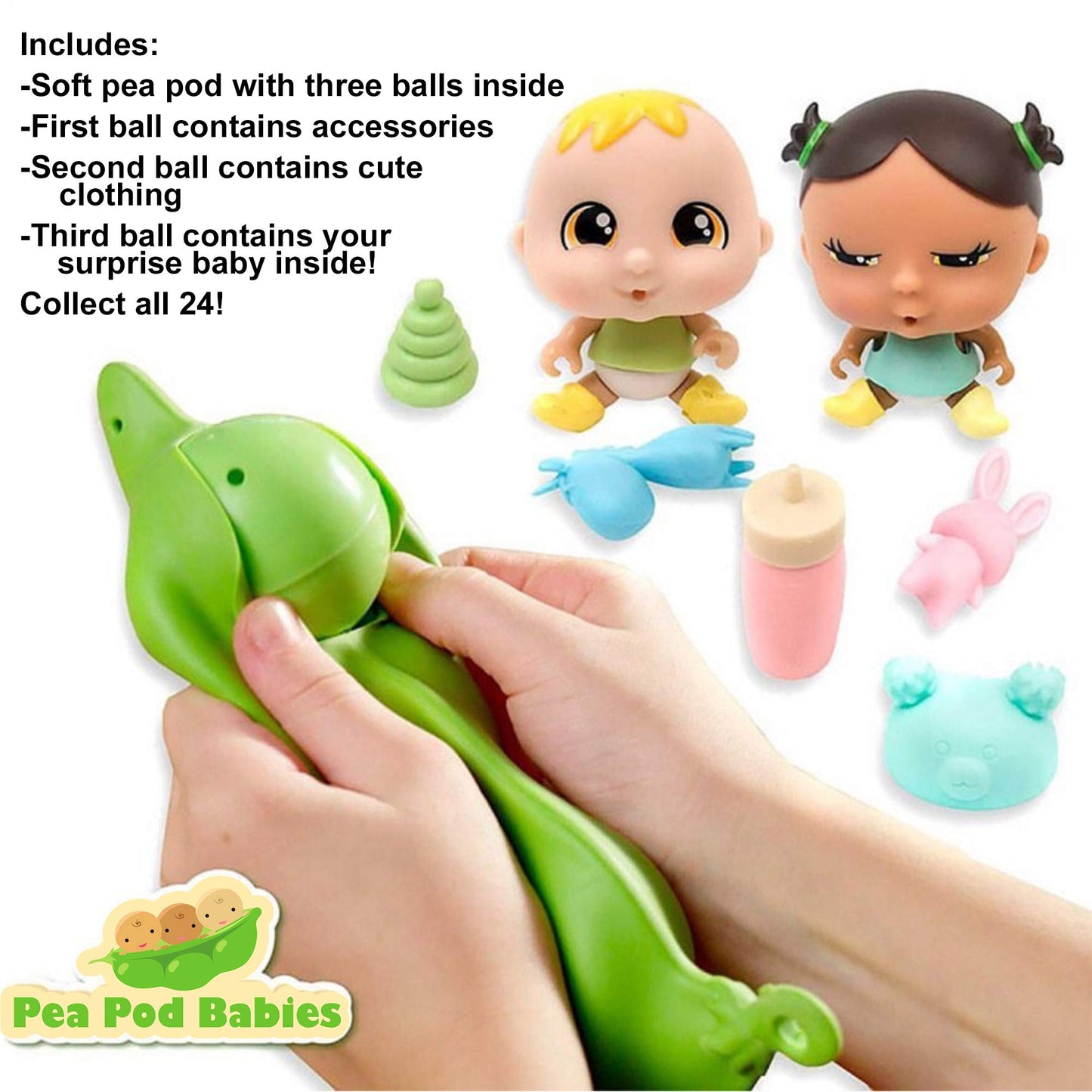Nature Bound Pea Pod Babies Twenty Two Piece Little Traveler Playset - Collectible Mystery Surprise Toy With Mini Baby, Clothing