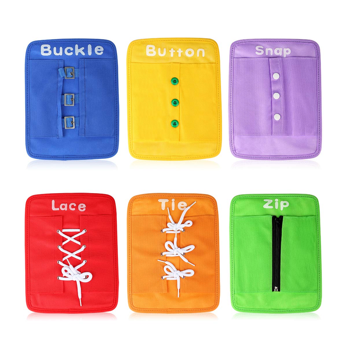 Learn To Tie Your Shoes Dressing Board Montessori Mobile Sensory Board Travel Therapist Life Skills Development Toy - Zip,Button,Snap,Buckle,Lace & Tie For Preschool Toddler 2-8 Years Old