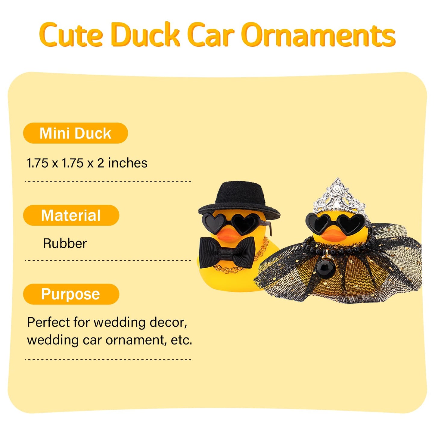wonuu Pair Set of 2 Wedding Rubber Ducks  Bride Groom Duckies Marriage Rubber Duck Mini Couple Ducky for Ceremony Gift Souvenir Marry Blessings Elegant Heartwarming Present  Black