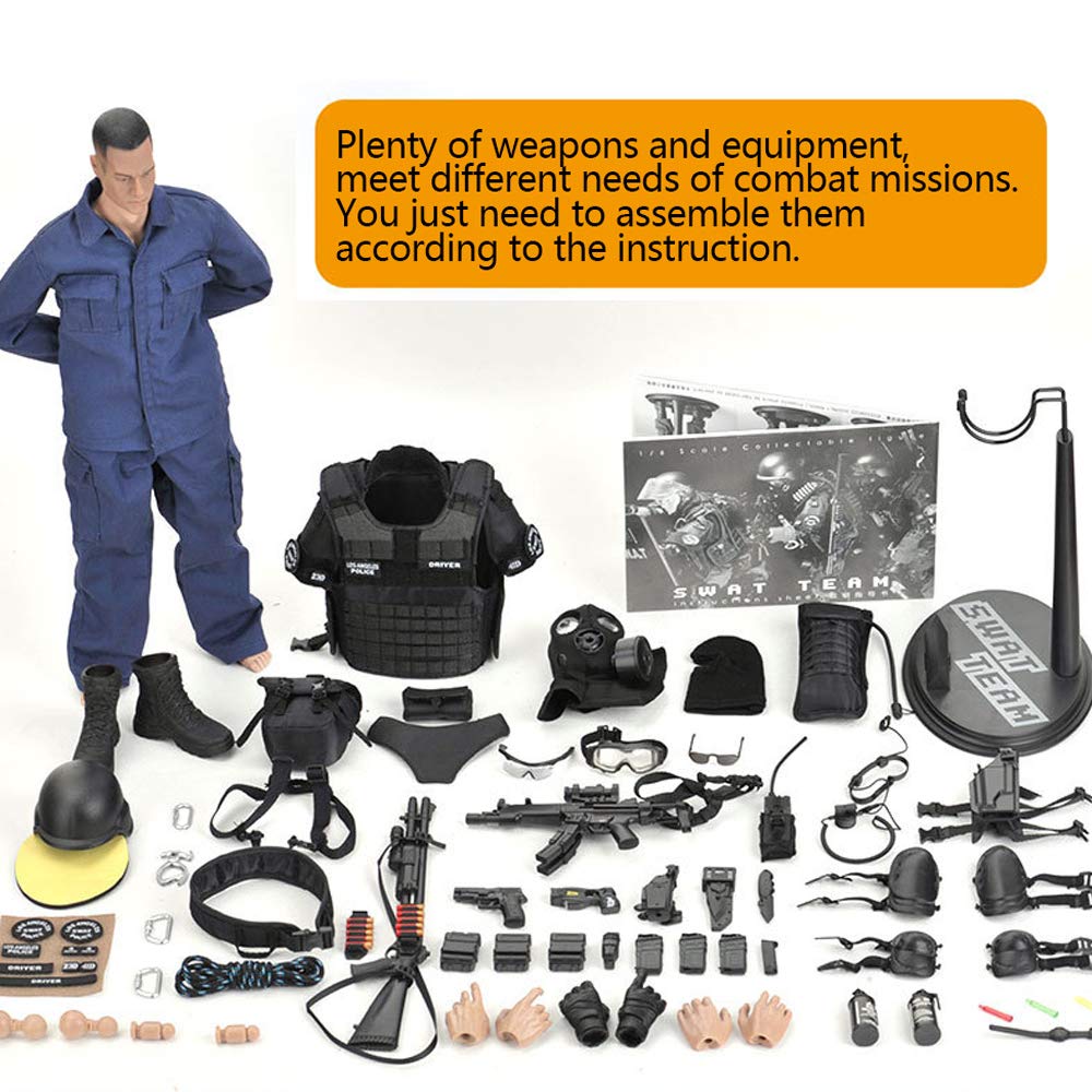 YEIBOBO 12 Inch SWAT Team Action Figure - Highly Detailed Plastic Multi-color Assaulter