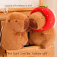Lvqing Cute Capybar Stuffed Animals With Wearable Toast Headsetwear Capybar, Gifts For Kids (9 In Strawberry Capybar)