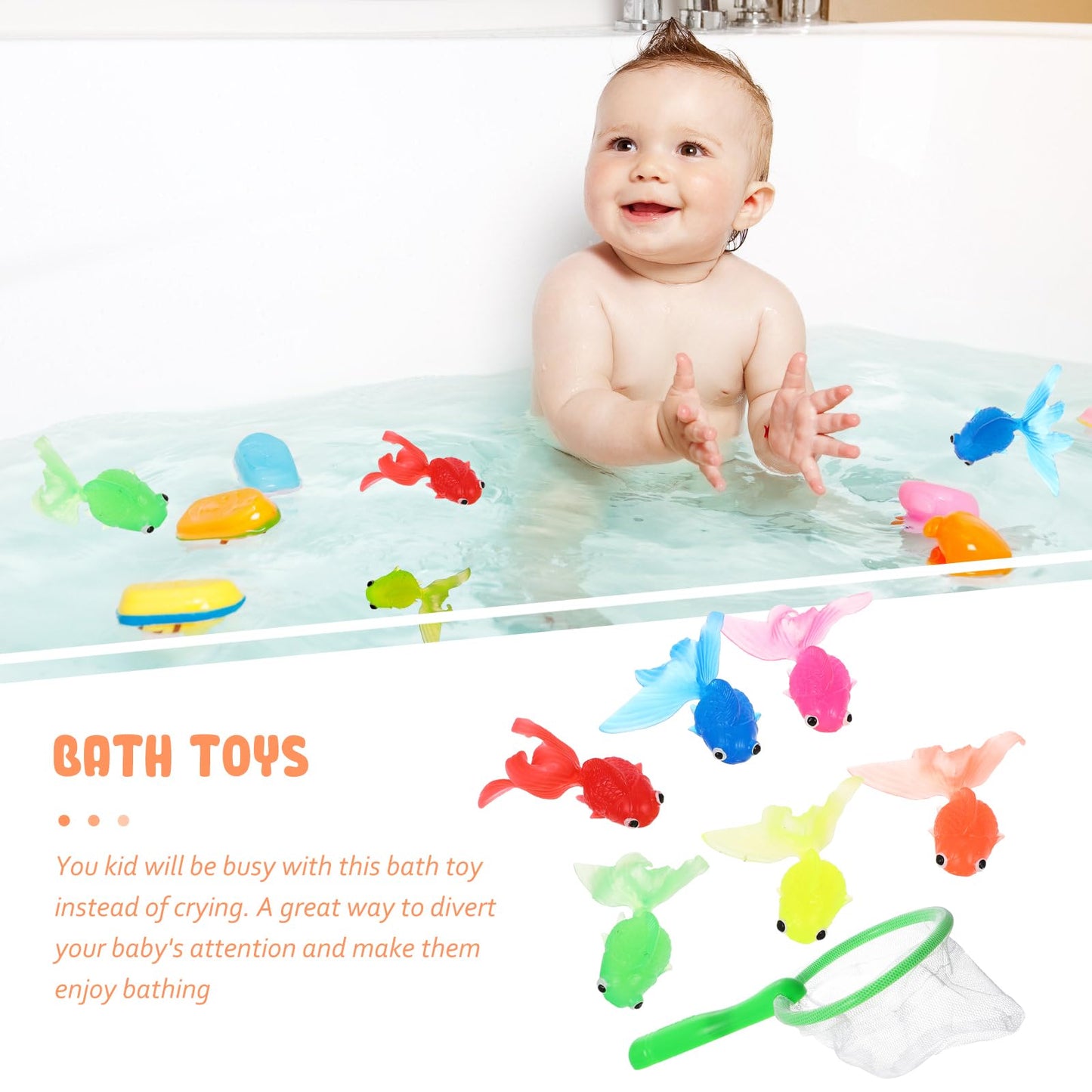 Toyandona 1Set Tub Toys Bathing Bath Landing Child For Game Kids Baby Toddler Cartoon Bathtub With Fishing Water And Fish Funny Net Infant Scoop Toy Kit Pole