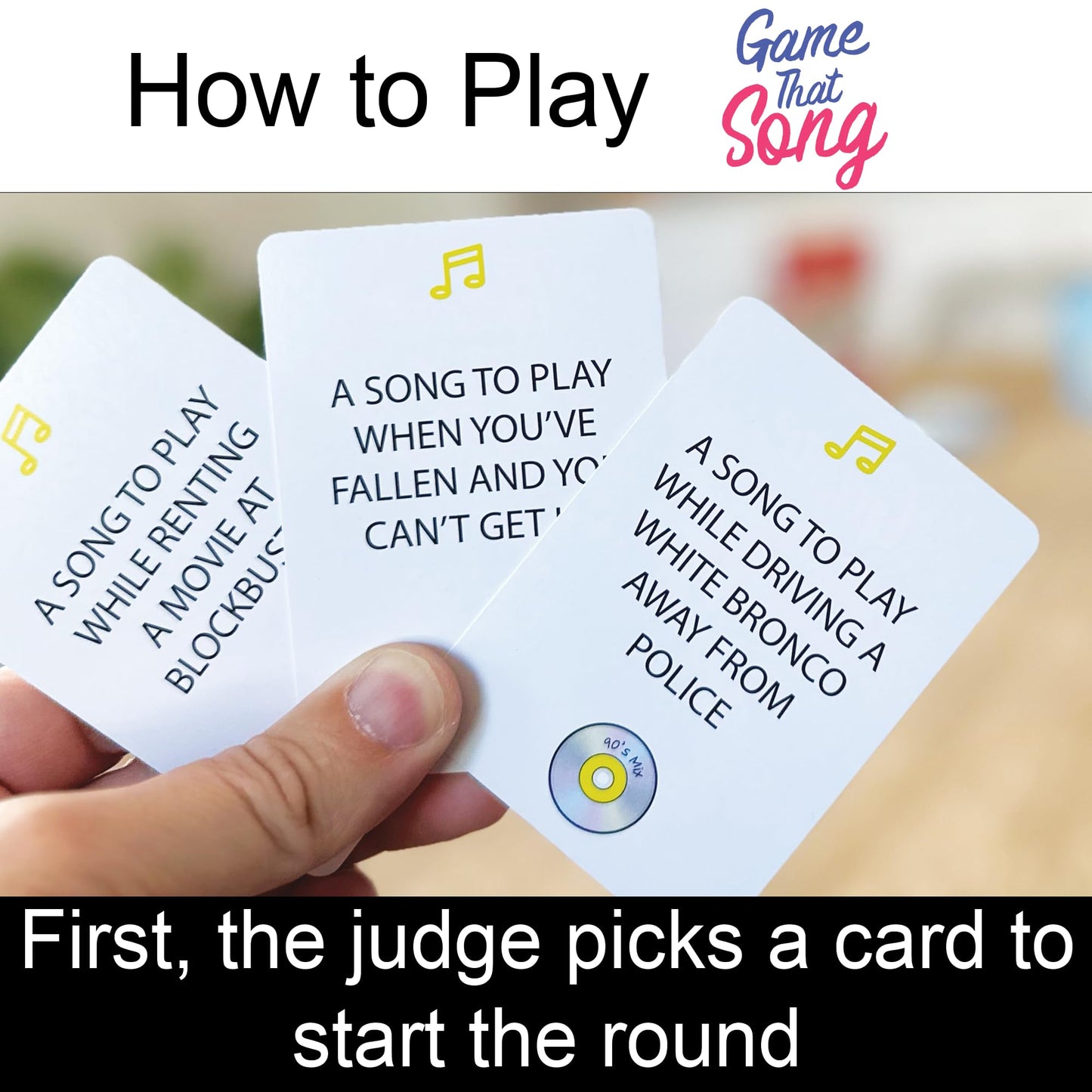 Game That Song 90's Mix Expansion - 50 New Cards - Cardstock - Family Fun Game for Adults & Teens - White/Off-White