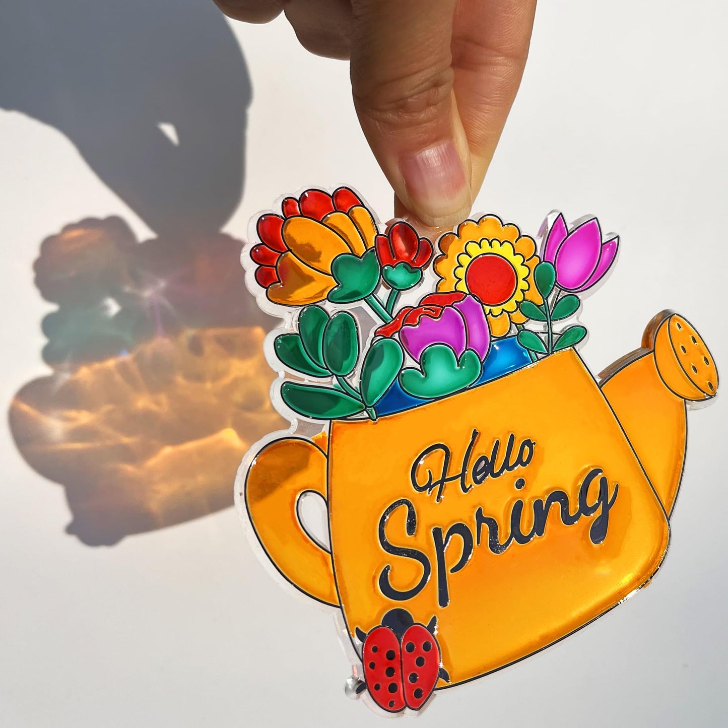 Ayhuhra 30 Sets Spring Flower Suncatcher Craft Kit Butterfly Sun Catcher DIY Window Paint Art Suncatcher Kits for Spring Summer