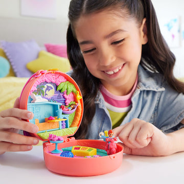 Polly Pocket Dolls & Playset, Adventure Moped Compact, Travel Toy With 2 Micro Dolls & Pet, Plus Animal & Vehicle Accessories