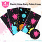 Glow Party Table Covers Neon Party Tablecloths 108 X 54 Inch Glow Party Tablecloths Disposable Plastic Neon Glow Table Cloth For Neon Birthday Party Black Light Party Supplies(4 Pieces)
