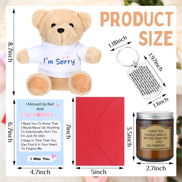 Hydren 5 Pcs I'M Sorry Gifts Set With Big Box Include I'M Sorry Plush Bear Gifts Candle Apology Card Keychain I'M Sorry Gifts Fo